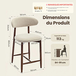 Smartue Lot de 2 Chaises de Bar Modernes, Assise Confortable en Tissu, Structure en Bois, Beige