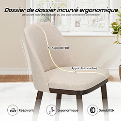 Avis Smartue Lot de 2 Chaises de Salle à Manger – Chaises Design Confortables en Tissu avec Pieds en Bois Massif, Idéales pour Salon, Cuisine ou Salle à Manger - Beige