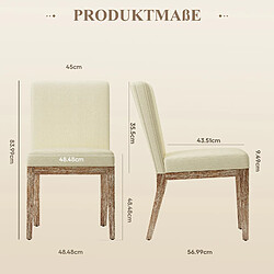 Smartue Lot de 2 Chaises – Design Rétro Élégant, Dossier Haut, Structure en Bois Robuste, Confort Classique pour Cuisine - beige pas cher