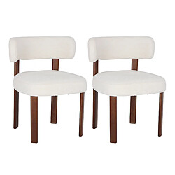 Smartue Lot de 2 chaises de salle à manger en bois massif beige, tissu bouclé
