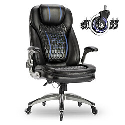 Smartue Chaise de bureau – Chaise de bureau ergonomique, coussin d’assise épais de 13,5 cm, accoudoirs relevables, noir