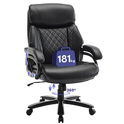 Smartue Fauteuil directeur haut avec accoudoirs réglables, dossier structuré et assise extra-large en simili-cuir, Noir