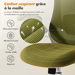 Smartue Chaises de bureau - Chaise de bureau ergonomique – Dossier haut en mesh, soutien lombaire et appuie-tête réglables, accoudoirs relevables - Vert