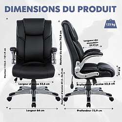 Smartue Chaise de bureau - Chaise de Bureau ergonomique en similicuir,Dossier Inclinable, Accoudoirs et Hauteur Réglables - Noir