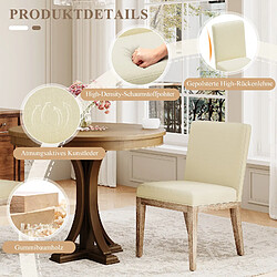 Smartue Lot de 2 Chaises – Design Rétro Élégant, Dossier Haut, Structure en Bois Robuste, Confort Classique pour Cuisine - beige