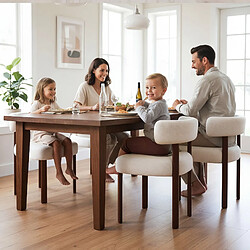 Smartue Lot de 2 chaises de salle à manger en bois massif beige, tissu bouclé pas cher