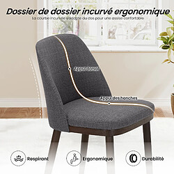Smartue Lot de 2 Chaises de Salle à Manger – Chaises Design Confortables en Tissu avec Pieds en Bois Massif, Idéales pour Salon, Cuisine ou Salle à Manger - Gris