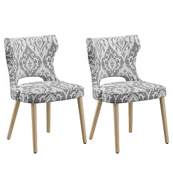 Smartue Chaise - Lot de 2 chaises capitonnées dossier haut style club – Pour salle à manger, cuisine, salon – Jacquard