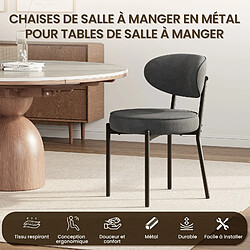 Smartue Chaises de salle à manger modernes – Lot de 2, pieds en métal robustes et assise ultra-confortable-Gris