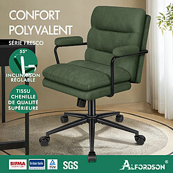 ALFORDSON Chaise de Bureau, Chaise Informatique Ergonomique pour Salon, Chenille, Vert