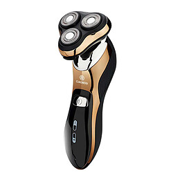 Avizar Rasoir Électrique Rechargeable avec Double Anneau Rotatif Usage à Sec ou Humide Noir / Or