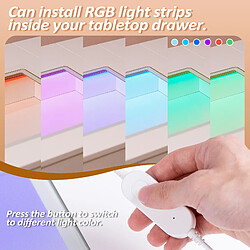 FENCHILIN Coiffeuse Avec Miroir LED RGB et Bluetooth- 130cm