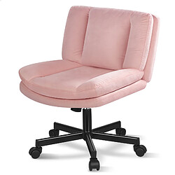ALFORDSON Chaise De Bureau Sans Accoudoirs à Roulettes, Velours Rose