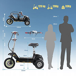 TWOFISH Trottinette Électrique Tricycle 350W - 48V15Ah, Vitesse 28km/h, Autonomie 30km, Pneus 12/10 Pouces, Siège Détachable ,lGlissez en Ville pas cher