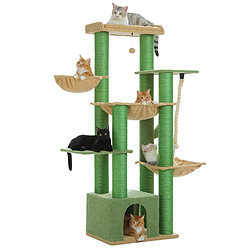 PAWZ Road Grand Arbre à Chat 170 cm avec Griffoirs XXL Cactus Vert