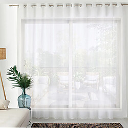 Toilinux Voilage sablé très grande largeur - 420 x 240 cm - Blanc