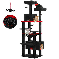 PAWZ Road Arbre à Chat Géant 184 cm avec Griffoir et Condo Noir L