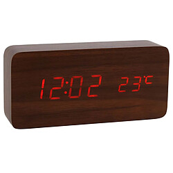 Avizar Horloge LED Lumineux avec Affichage Date / Heure / Température Design Bois Marron