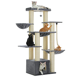 PAWZ Road Grand Arbre à Chat 170 cm avec Griffoirs XXL Gris
