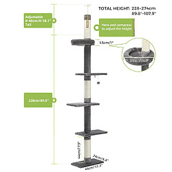 Avis PAWZ Road Arbre à Chat du Sol au Plafond Réglable 228-274 cm Beige