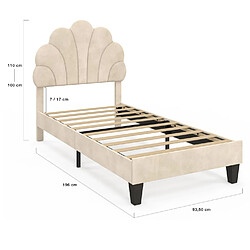 Acheter Idmarket Lit coquillage velours beige