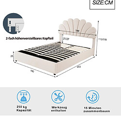 Avis modfu Lit coffre 140x200 cm avec tête de lit réglable, en velours, beige