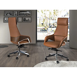 Avis Angel Cerda Fauteuil de bureau pivotant en similicuir marron