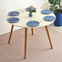 Ragaba, Mawi, table demi lune extensible, 60 x 120 x 75, Blanc Craie, pour 2 personnes pas cher