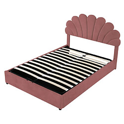 Acheter modfu Lit coffre 140x200 cm avec tête de lit réglable, en velours, rose