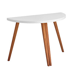 Ragaba, Mawi, table demi lune extensible, 55 x 110 x 75, Blanc, pour 2 personnes