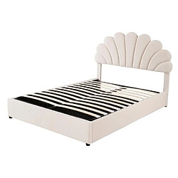 Acheter modfu Lit coffre 140x200 cm avec tête de lit réglable, en velours, beige