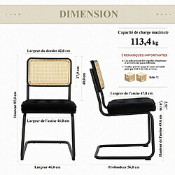 Avis Smartue Lot de 2 Chaises de Salle à Manger Noir avec Cannage