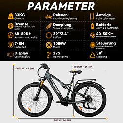 Avis Vélo Électrique Tout-Terrain 1000W - HedaTX TX19 - Vitesse 45km/h, Autonomie 70km - Batterie Amovible 48V 19.2Ah IP65 - Freins Hydrauliques - Shimano27S