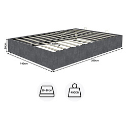 Avis modfu Lit coffre 140x200 cm, en tissu, gris