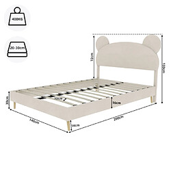 Avis modfu Lit adulte 140x200 cm avec tête de lit, en tissu, beige