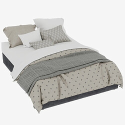 modfu Lit coffre 140x200 cm, en tissu, gris pas cher