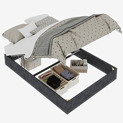 Acheter modfu Lit coffre 140x200 cm, en tissu, gris