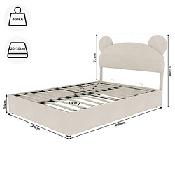 Avis modfu Lit coffre 140x200 cm avec tête de lit, en tissu, beige