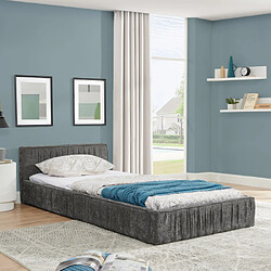 modfu Lit enfant 90x200 cm, en tissu, gris foncé