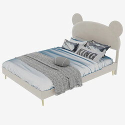 Acheter modfu Lit adulte 140x200 cm avec tête de lit, en tissu, beige
