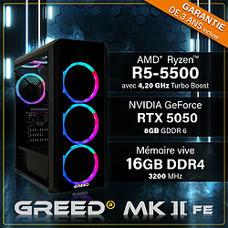 GREED - MK2 FE - Gaming PC / Ordinateur - AMD Ryzen 5 5500 - Nvidia RTX 5050 - 16GO RAM - 512GO SSD - WLAN - Win11 Pro
