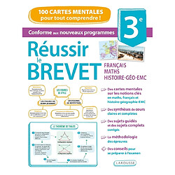 Réussir le brevet 3e, français, maths, histoire, géo, EMC : 100 cartes mentales pour tout comprendre ! : conforme aux nouveaux programmes