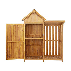 Avis Habitat Et Jardin Armoire de jardin en bois avec range-bûches Noé - 136 x 57 x 170 cm - Marron