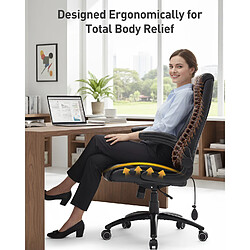 Smartue Chaise de bureau ergonomique grande taille, accoudoirs relevables, soutien lombaire réglable, Noir pas cher