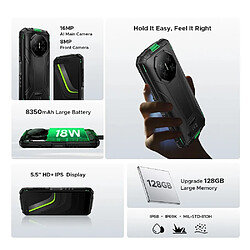DOOGEE Fire 3 Pro Smartphone robuste 16 Go + 128 Go, écran HD+ 5,5 pouces, batterie 8350 mAh, UNISOC T7200, double capteur photo 16 MP + 8 MP, NFC, Android 15, gris