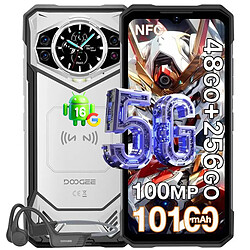 Doogee S200 VIP 5G Smartphone Robuste 48Go + 256Go 10100mAh/33W 100MP AI Caméra 6,72''+1.32" Double Écran IP68 Téléphone NFC GPS -Argent