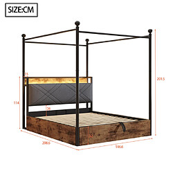 Avis modfu Lit coffre 140x190 cm avec LED, en métal, noir