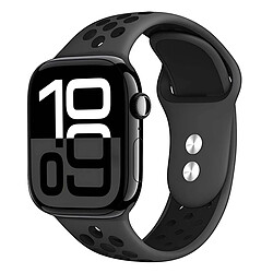 Crong Bracelet Sport Perforé pour Apple Watch 38 / 40 / 41 mm Réglable et Souple Noir