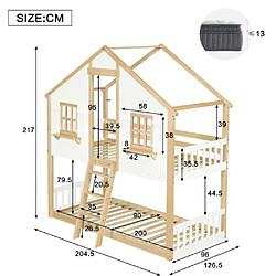 Avis modfu Lit superposé 90x200 cm, en bois, blanc