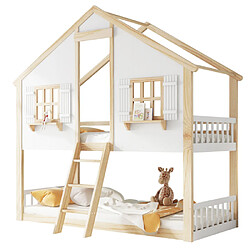 Acheter modfu Lit superposé 90x200 cm, en bois, blanc